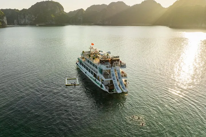 Serenity day cruise boat in Lan Ha Bay on a Ha Long Bay junk boat cruise from Hai Phong, Vietnam